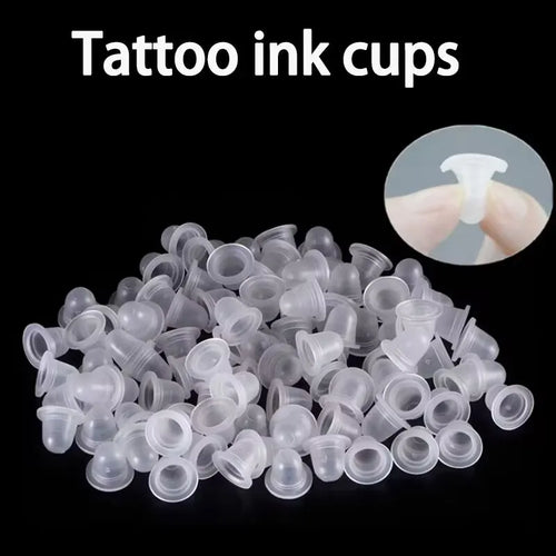 100/300/500Pcs Soft Silicone Microblading Tattoo Ink Cup Cap Pigment Holder Container S/L for Permanent Makeup Tattoo Accessorie - Sun Studio