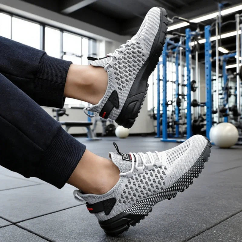 Men's Running Shoes Knitted Mesh Breathable Fashionable Casual Sneakers High-quality Anti Slip Fitness Tenis Masculino Sneakers - Sun Studio