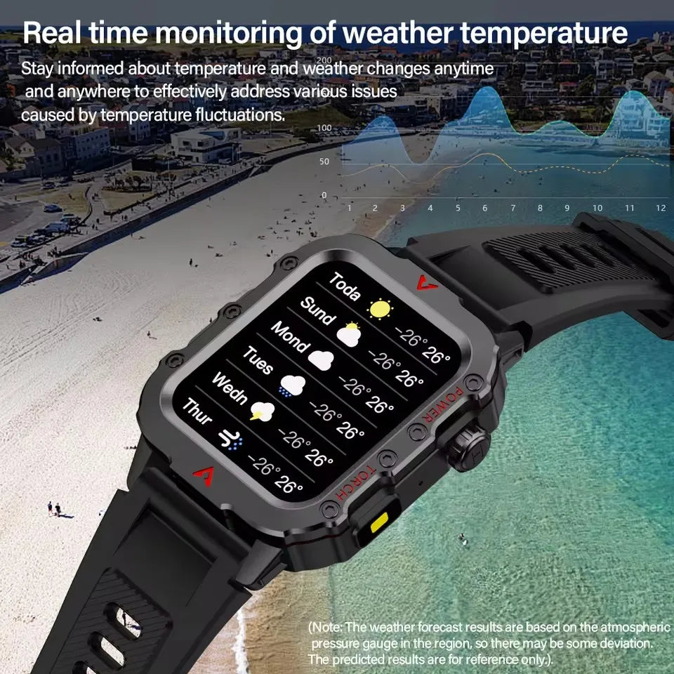 Men Smart Watch Bluetooth Call Sleep Heart Rate Healthy Monitor Outdoor LED Flashlight Waterproof Sports Watches For Android IOS - Sun Studio