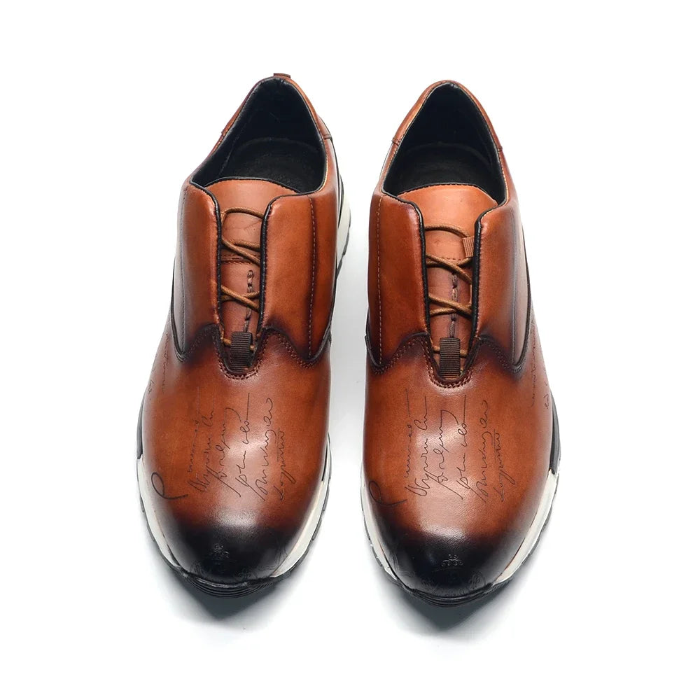 Luxury Brand Style Casual Sneakers Men's Shoes Genuine Leather Lace-up Basic Outdoor Footwear Daily Male Fashion Oxford Shoes - Sun Studio