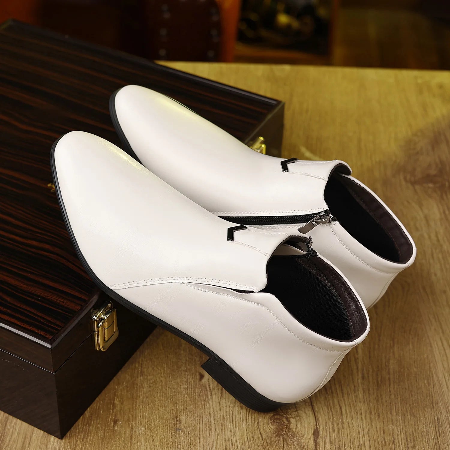 Retro Men Ankle Boots Luxury High-top Men Leather Shoes High Quality Non-Slip Motorcycle Boots Fashion Zipper Men Boots Big Size - Sun Studio