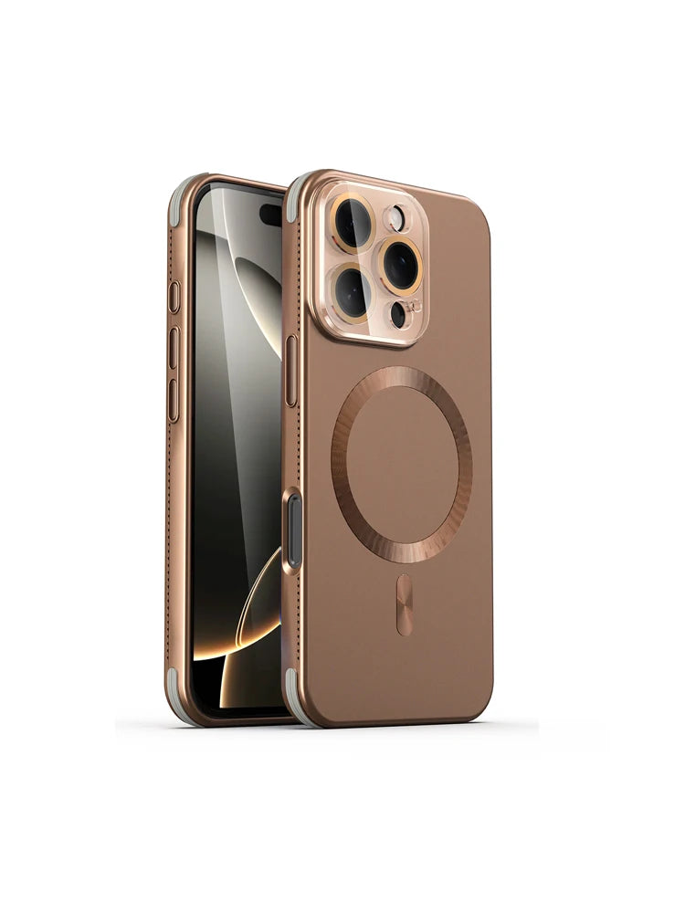 For Magsafe Magnetic Wireless Charging Luxury Solid Color Plating Phone Case For iPhone 16 Pro Max 14 13 15 Pro Max Back Cover - Sun Studio