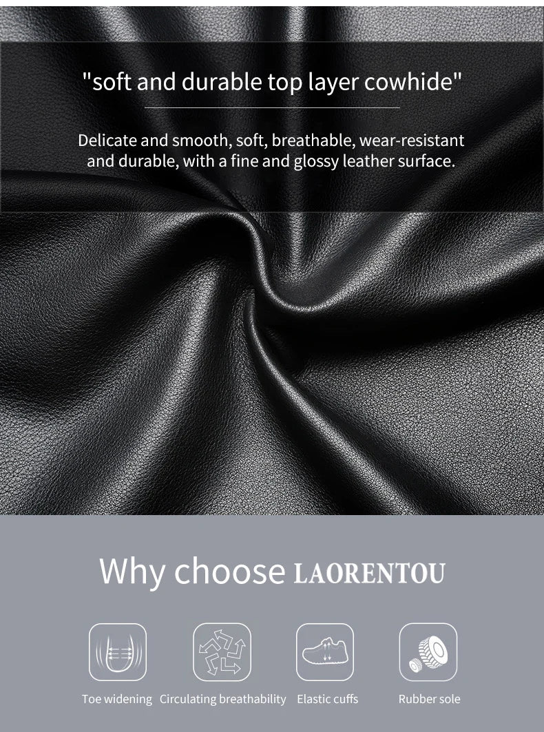 LAORENTOU genuine leather thick soled casual leather shoes for middle-aged and elderly fathers, oversized business shoes 66736 - Sun Studio