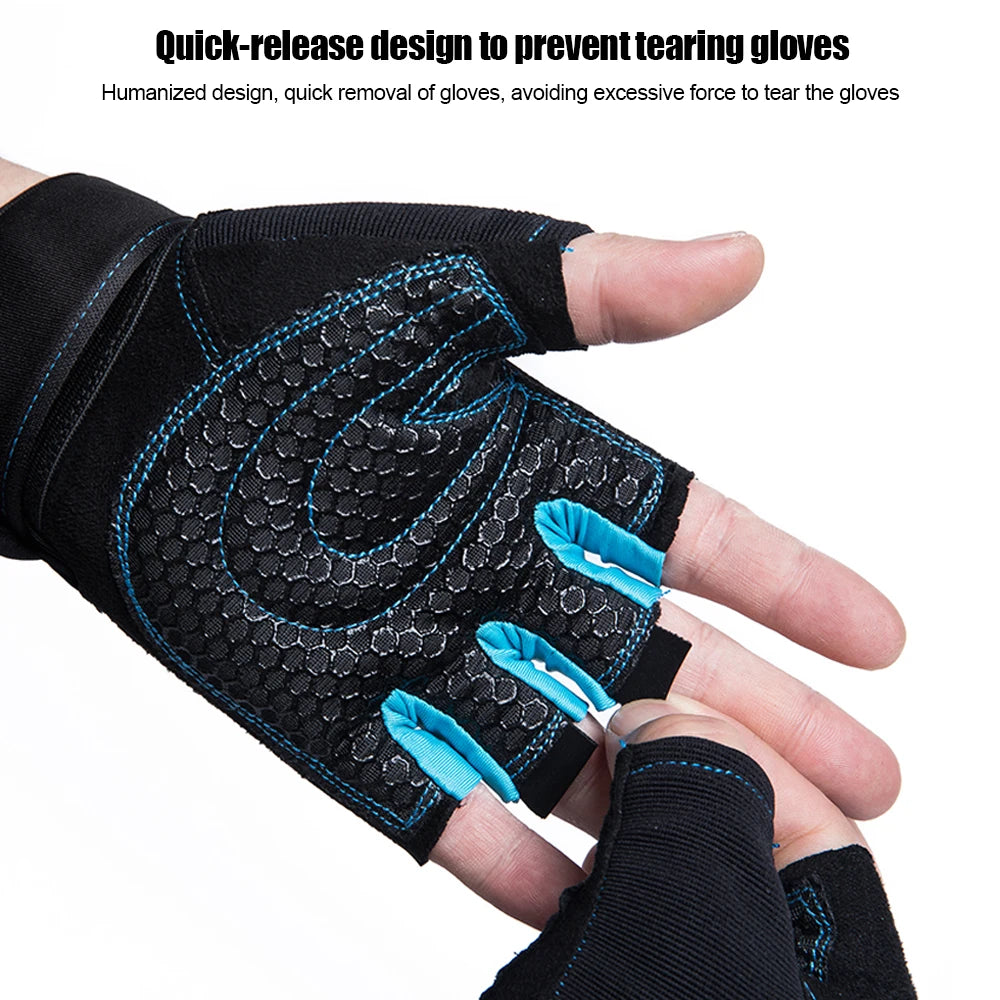 Gym Gloves, Gym Sports Gloves, Anti-slip and Breathable Gloves, Design Wrist Protective Gloves for Men and Women for Running - Sun Studio