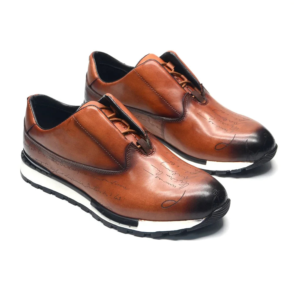 Luxury Brand Style Casual Sneakers Men's Shoes Genuine Leather Lace-up Basic Outdoor Footwear Daily Male Fashion Oxford Shoes - Sun Studio