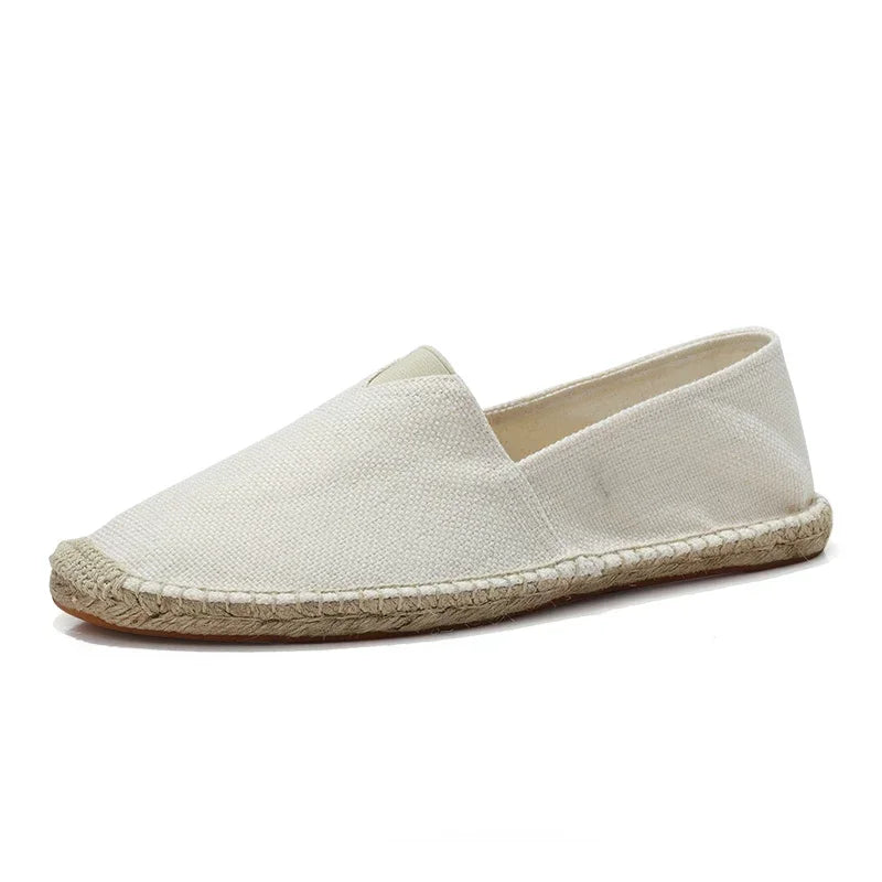 Women Sewing Flax Shoes Slip on Loafers Casual Shoes Man Espadrilles Hemp Canvas Flat Shoes Plus Size Fisherman Driving Footwear - Sun Studio