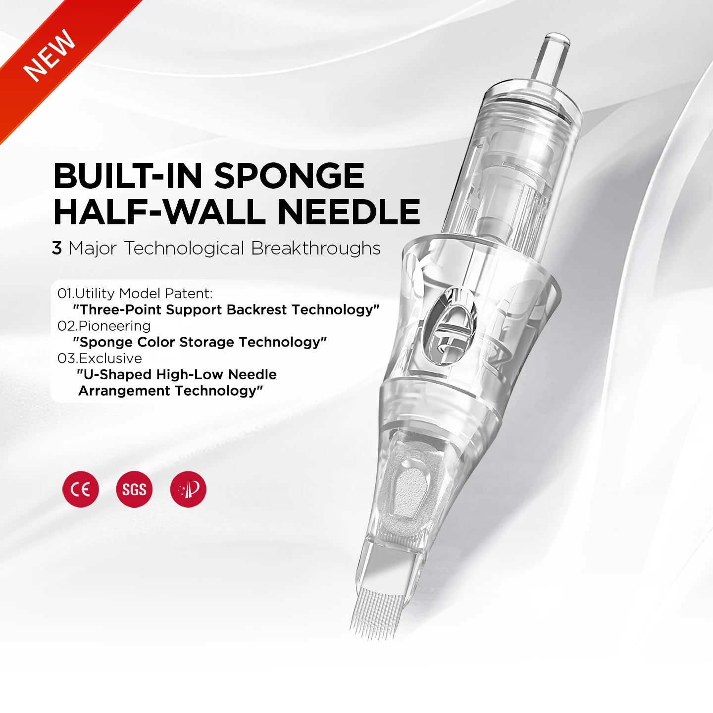 10Pcs U14/0.18-ST Built-in Sponge Half-wall Needle Universal Tattoo Cartridge Needles For Tattoo Machine For Eyebrow Lips Tattoo - Sun Studio