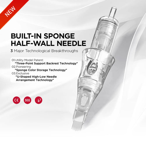 10Pcs U14/0.18-ST Built-in Sponge Half-wall Needle Universal Tattoo Cartridge Needles For Tattoo Machine For Eyebrow Lips Tattoo - Sun Studio