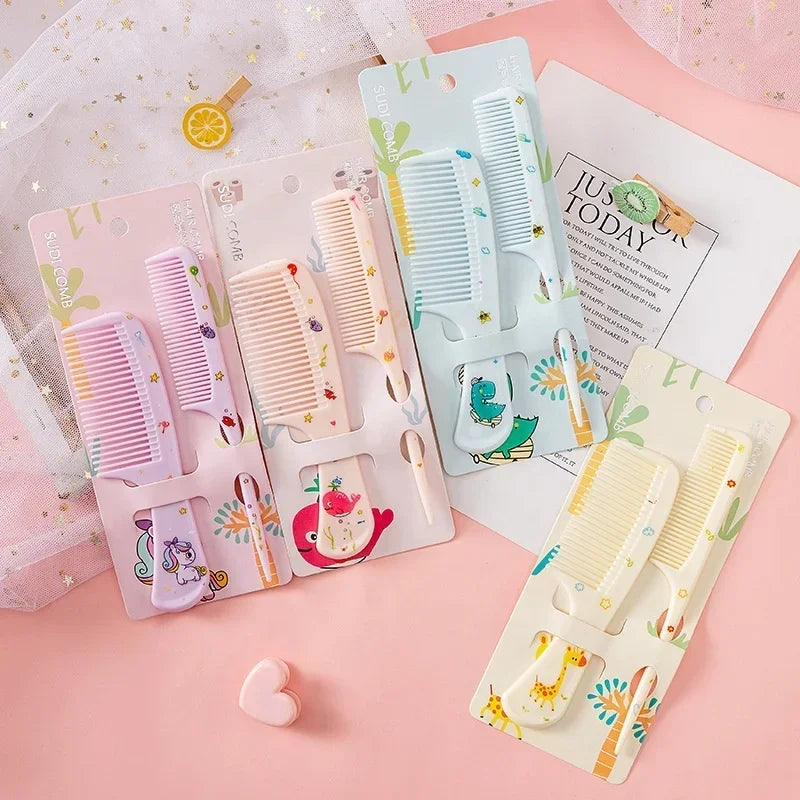2pcs Kids Hair Combs Set Cartoon Animals Children Hairdressing Comb with Pointed Tail Girls Portable Anti-Static Plastic Comb - Sun Studio