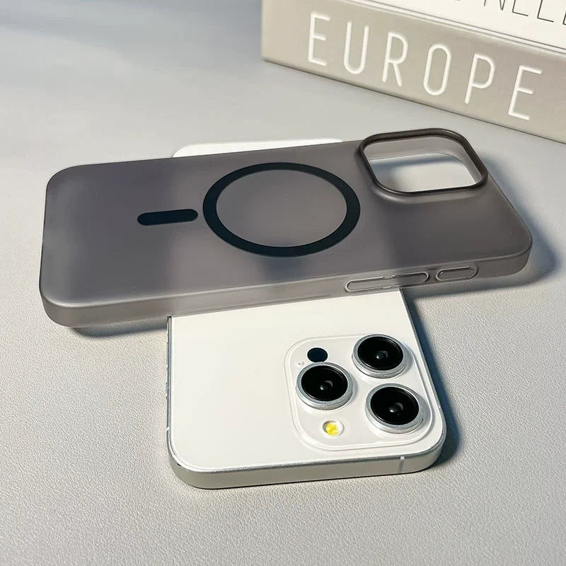 Original Ultra Thin Matte Magnetic Wireless Charge Clear Case ForiPhone 15 14 Plus 13 12 11 Pro Max ForMagsafe Hard PC Cover - Sun Studio