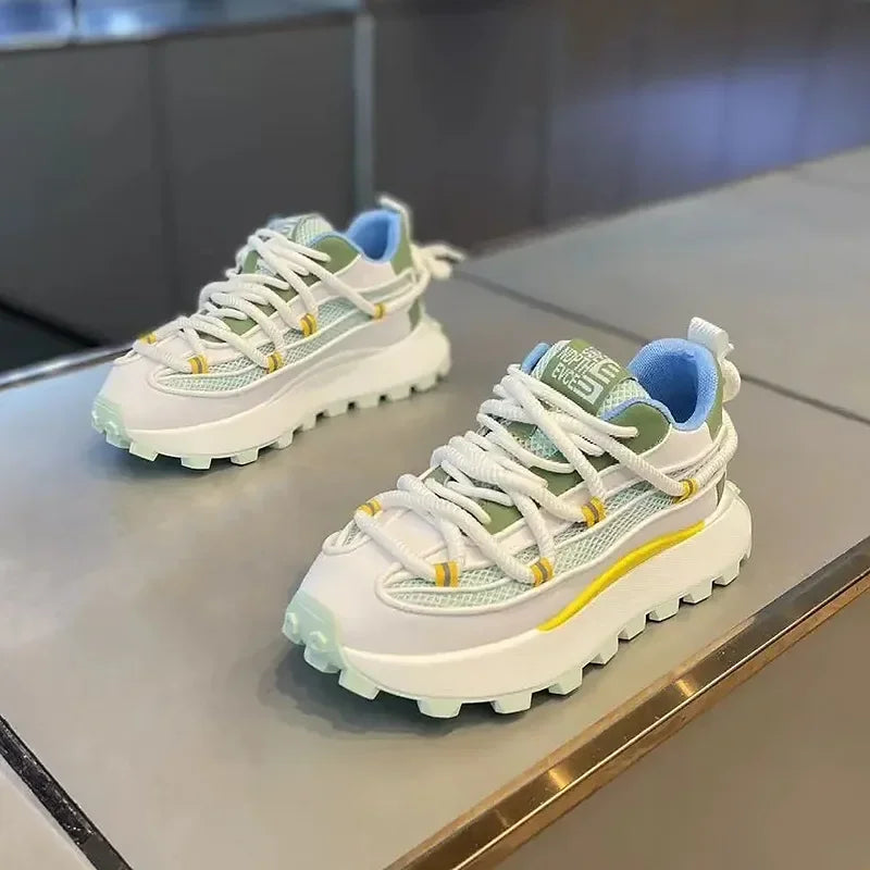 Chunky Sneaker Men Designer Running Shoes Fashion Casual Microfiber Leather Mesh Breathable Height Increased Flat Platform Shoes - Sun Studio