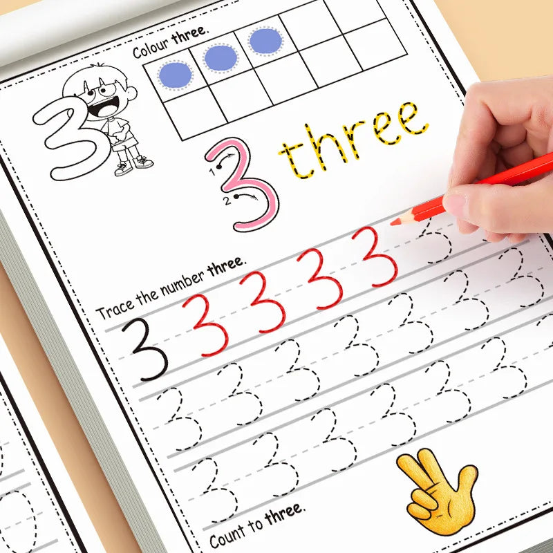 Practice Book for Numbers 0-30 Drawing Book Pen Control Calligraphy Practice Home and School Learning Workbook Mathematics - Sun Studio