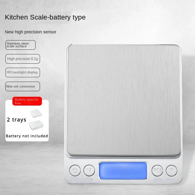 Digital Kitchen Scale Mini Pocket Stainless Steel Precision Jewelry Electronic Balance Weight Gold Gram 0.1/3000g Weigh Scales - Sun Studio