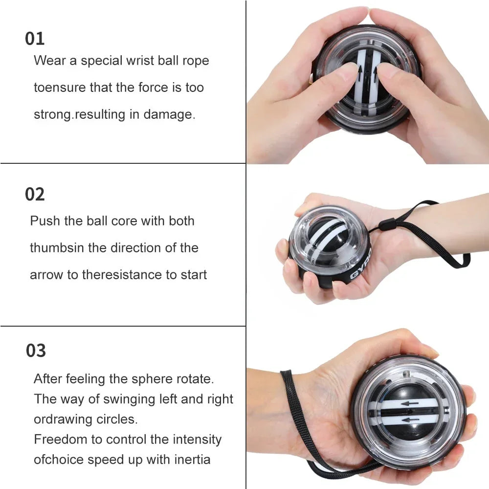 1PCS Auto-Start Gyro Ball Wrist And Forearm Exerciser Hand Arm Finger Grip Strengthener for Muscle Training Fitness Tool - Sun Studio