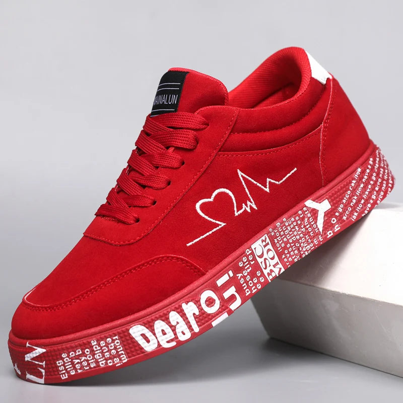 Breathable Mid-Top Sneakers , Heart & Music Graphic Design, Casual Streetwear Shoes for Couples, Valentine's Day & Birthday Gift - Sun Studio