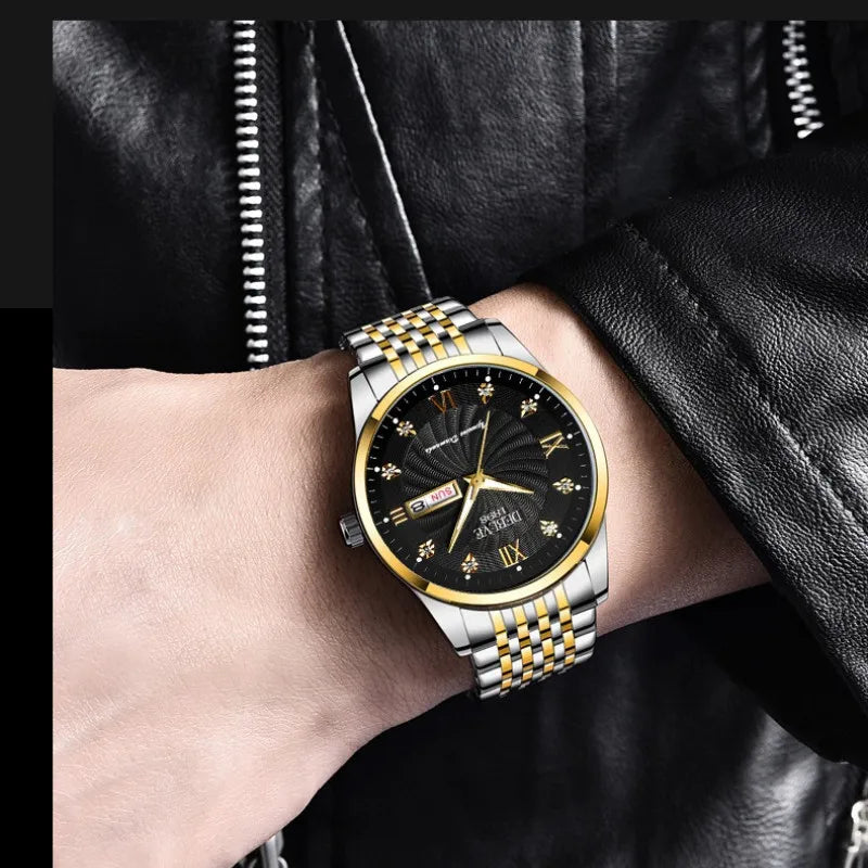 Men's Business Leisure Watch Steel Belt Calendar Night Light Quartz Watch - Sun Studio