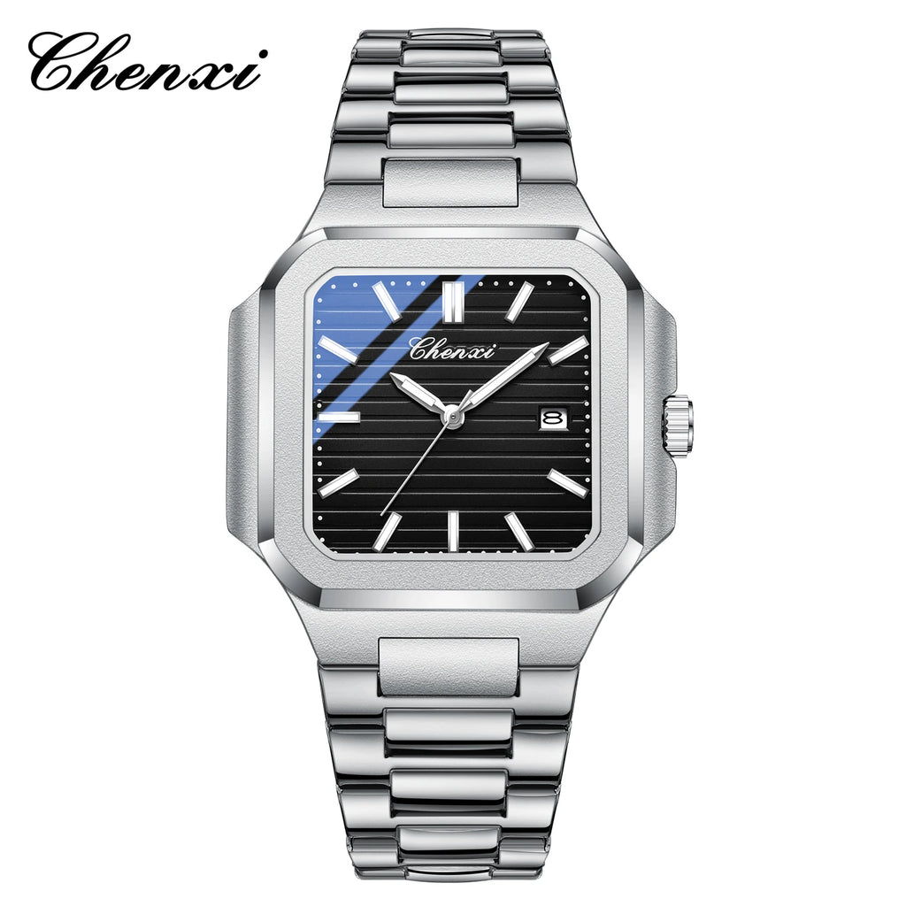 2025 New Man Watches Luxury Fashion Square Men's Quartz Watch Calendar Luminous Waterproof Stainless Steel High Quality Clock - Sun Studio