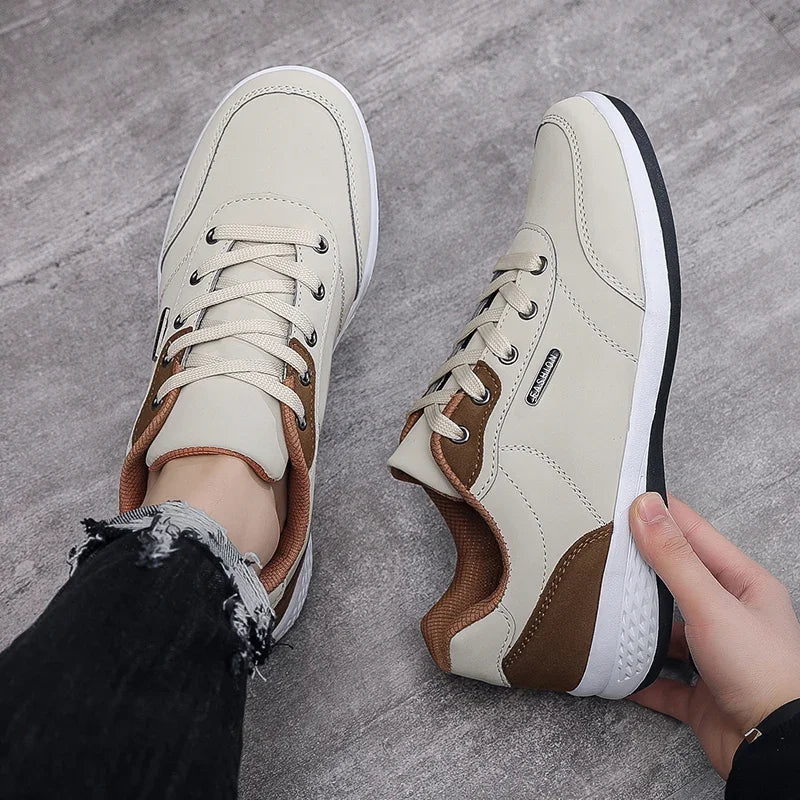 YRZL Men Shoes Spring Autumn Waterproof Walking Sneakers Leisure Male Leather Sports Shoes Non-Slip Footwear Tennis for Men - Sun Studio