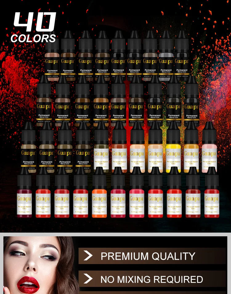 10ML Tattoo Ink Micro pigment Lip Eyebrow Permanent Makeup Pigment Tattoo Supplies for Tattoo Eyebrow Eyeliner Lip - Sun Studio
