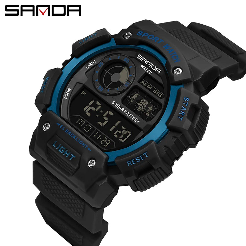 SANDA Top Brand Classical Style Men Digital Watch Military Sports Watches Fashion Waterproof Electronic Wristwatch Shockproof - Sun Studio
