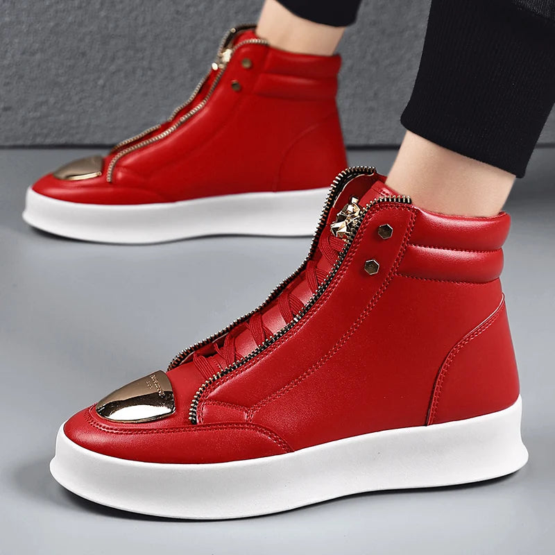 YRZL High Top Casual Shoes Men Sneakers Fashion Skateboard Shoes Leopard Platform Shoe Sport Training Shoes Men's Ankle Boots - Sun Studio