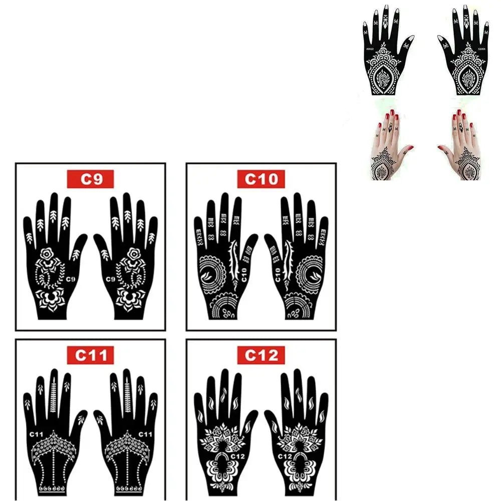 NEW Black Lace Transfer henna Hand Arm Tattoo Henna Stickers Art Temporary Tattoo DIY Painting Body Art Template Tattoo Stencils - Sun Studio