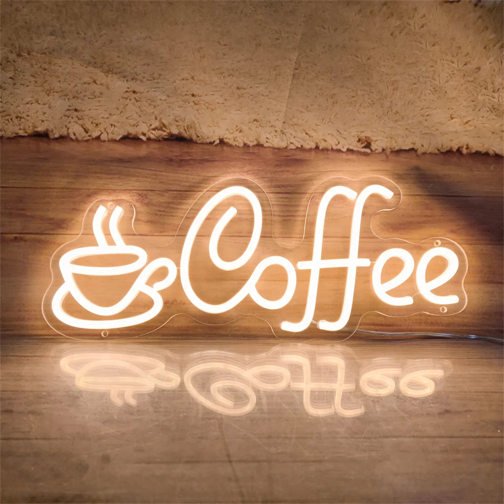 LED Coffee Neon Sign USB Powered Multipurpose Light for Bar Shop Home Decor Single Color Room Wall Signboard Hanging Neon Sign - Sun Studio