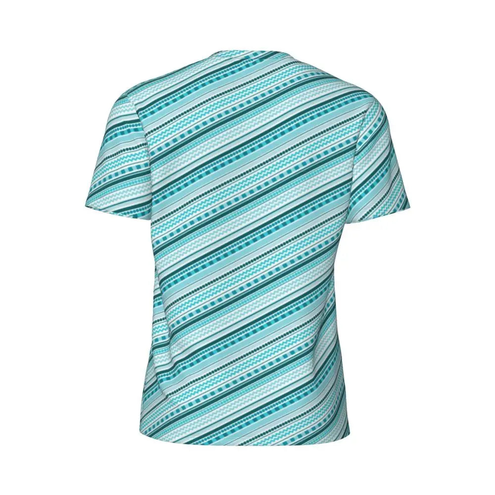Gym T Shirt For Mens Retro Dots And Stripes T Shirts Fashion Blue Line Design Summer Tees O Neck Basic Graphic Clothes Plus Size - Sun Studio