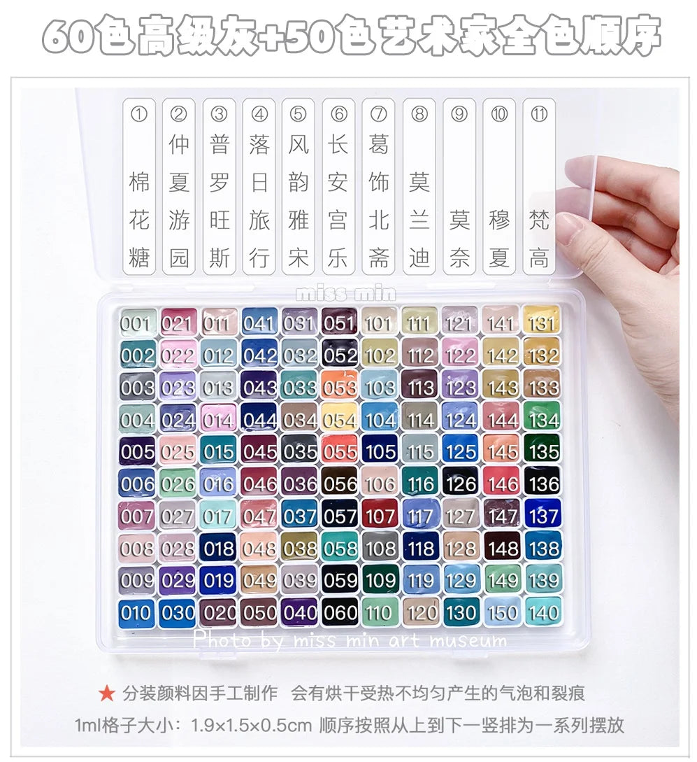 SUPER VISION Artist Watercolor Pigment Macaroon/Morandi Advanced Watercolor Dispense 110 colors 1ml Professional Art Supplies - Sun Studio