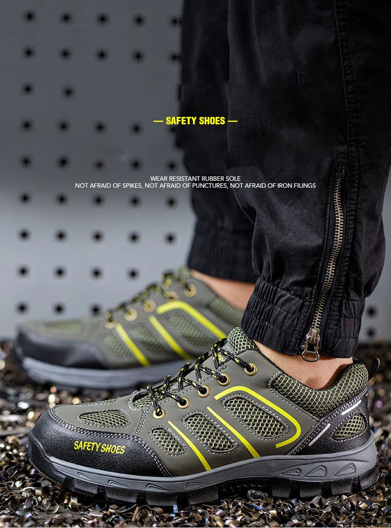 NYWOOH Male Steel Toe Safety Shoes Indestructible Construction Work Shoes Protection Footwear Breathable Hiking Boots For Men - Sun Studio
