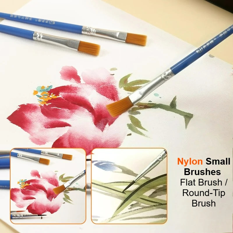 50pcs Gouache Watercolor & Acrylic Nylon Paint brush Set Flat Brushes DIY Digital Oil Painting Brush Hand-Painting Lining - Sun Studio