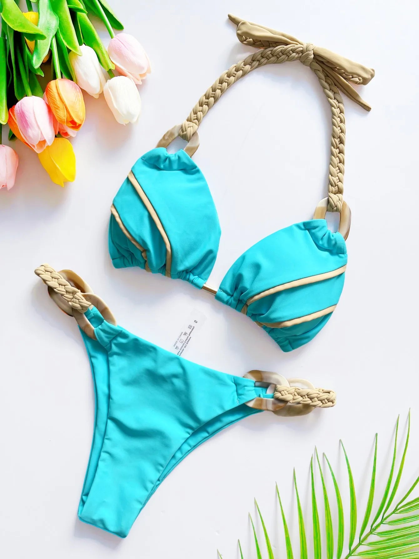 Weave triangle swimsuit lady biquinis Brazilian women bikini ring sexy bathing suit 2026 two pieces suits Halter micro swimwear - Sun Studio