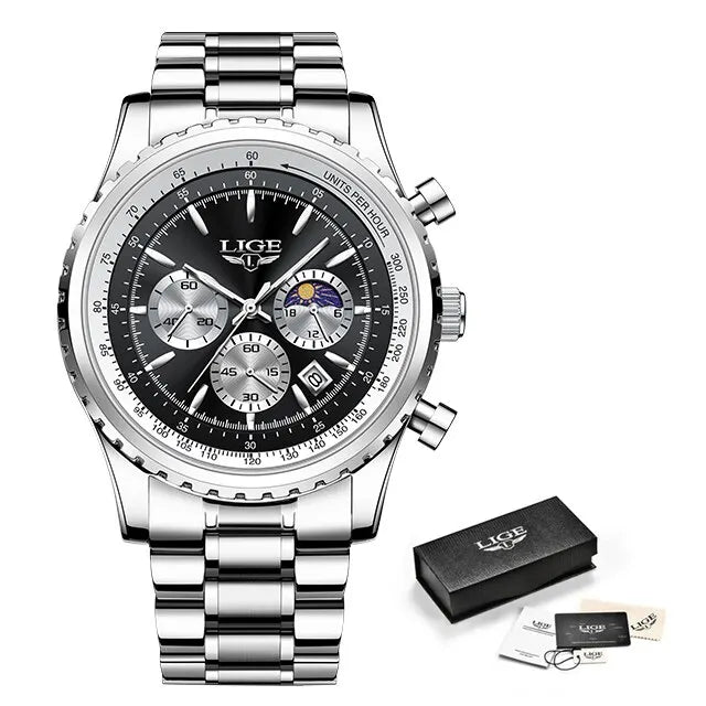 LIGE 2024 Top Brand Luxury New Men Watch Quartz Man Watches Waterproof Luminous Watch for Men Date Chronograph Sport Wristwatch - Sun Studio