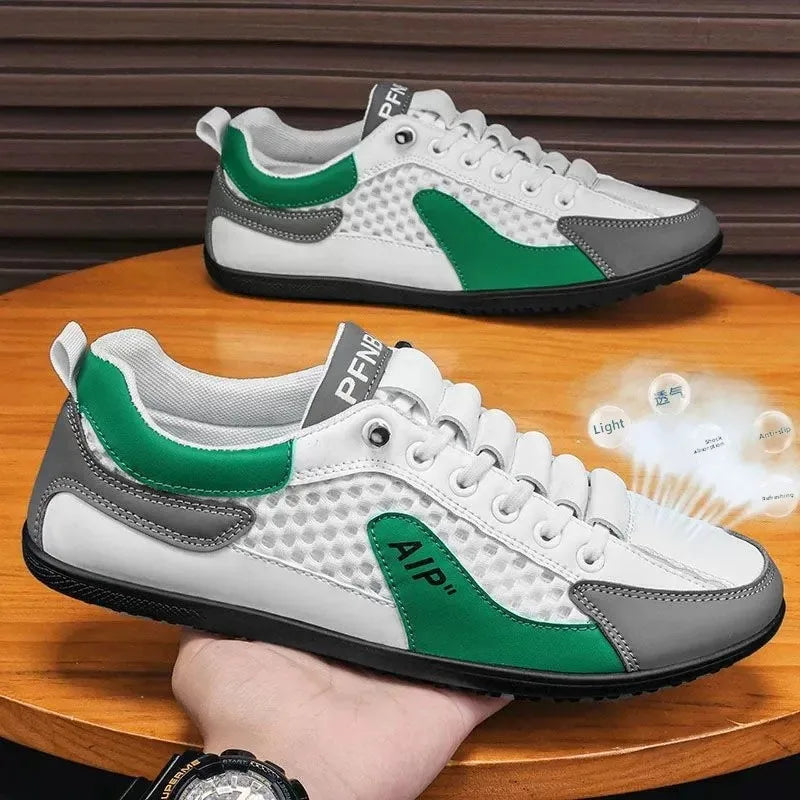 Men's Slip-On Lace-Up Casual Sports Shoes Breathable Mesh Unisex Spring Autumn Season Low Cut Flat Footwear Quick Easy Wear - Sun Studio