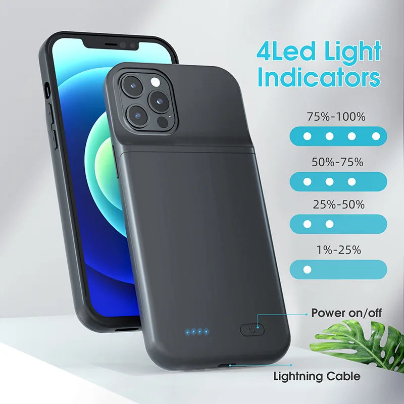 6800mAh Outdoor Backup Battery Portable Soft Silicone Charging Case for IPhone16 ProMax 15 14 13 12 11 XSmax 8 7 6 Full Series - Sun Studio