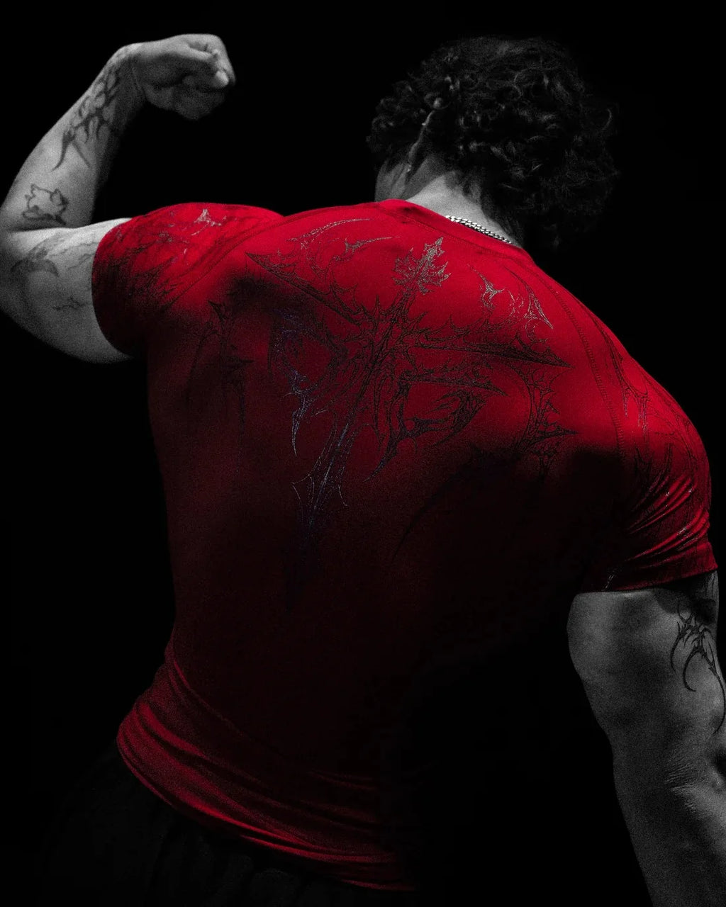 GYM T-shirt Men's Dark Gothic Print Muscle Tee  High Elasticity And Quick Drying Exercise For Bodybuilding Training 2026 Summer - Sun Studio