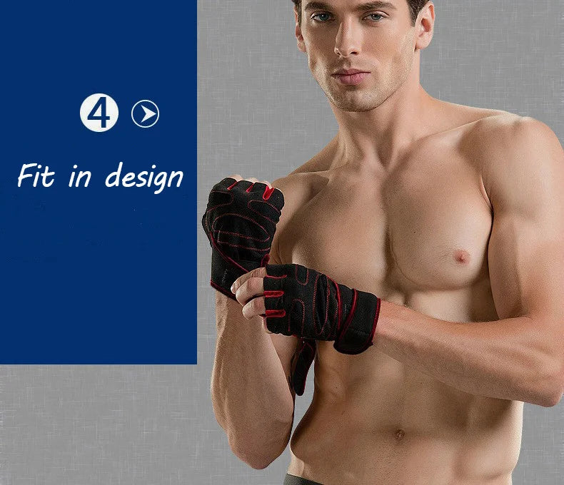 Gym Gloves for Men Women Fitness Weight Lifting Wristband Gloves Body Building Training Sports Exercise Cycling Glove Shockproof - Sun Studio