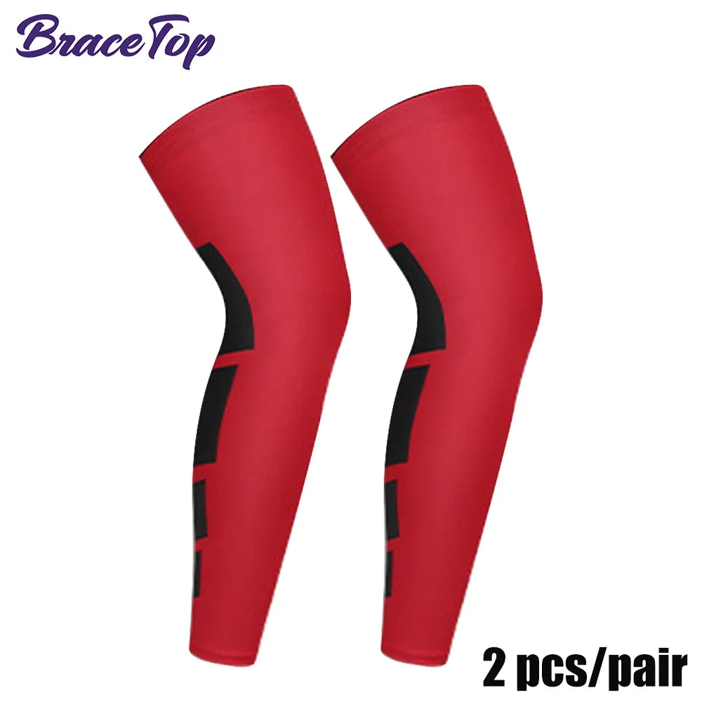 BraceTop 1 Pair Compression Long Socks Men Women Knee Fitness Knee Pad Anti Slip Support Thigh Long Stockings Leg Thigh Sleeves - Sun Studio
