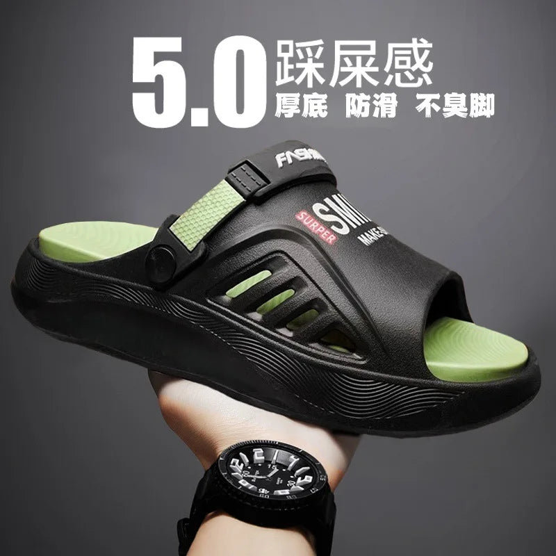 Summer wear trendy brand stepping on shit feeling non-slip seaside beach one-word sandals outdoor dual-purpose sandals - Sun Studio