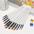 12/48Pcs Professional Quality Art Watercolor Brushes White Nylon Round Tip Set for Acrylic and Brushes for Face Body Nail Art - Sun Studio