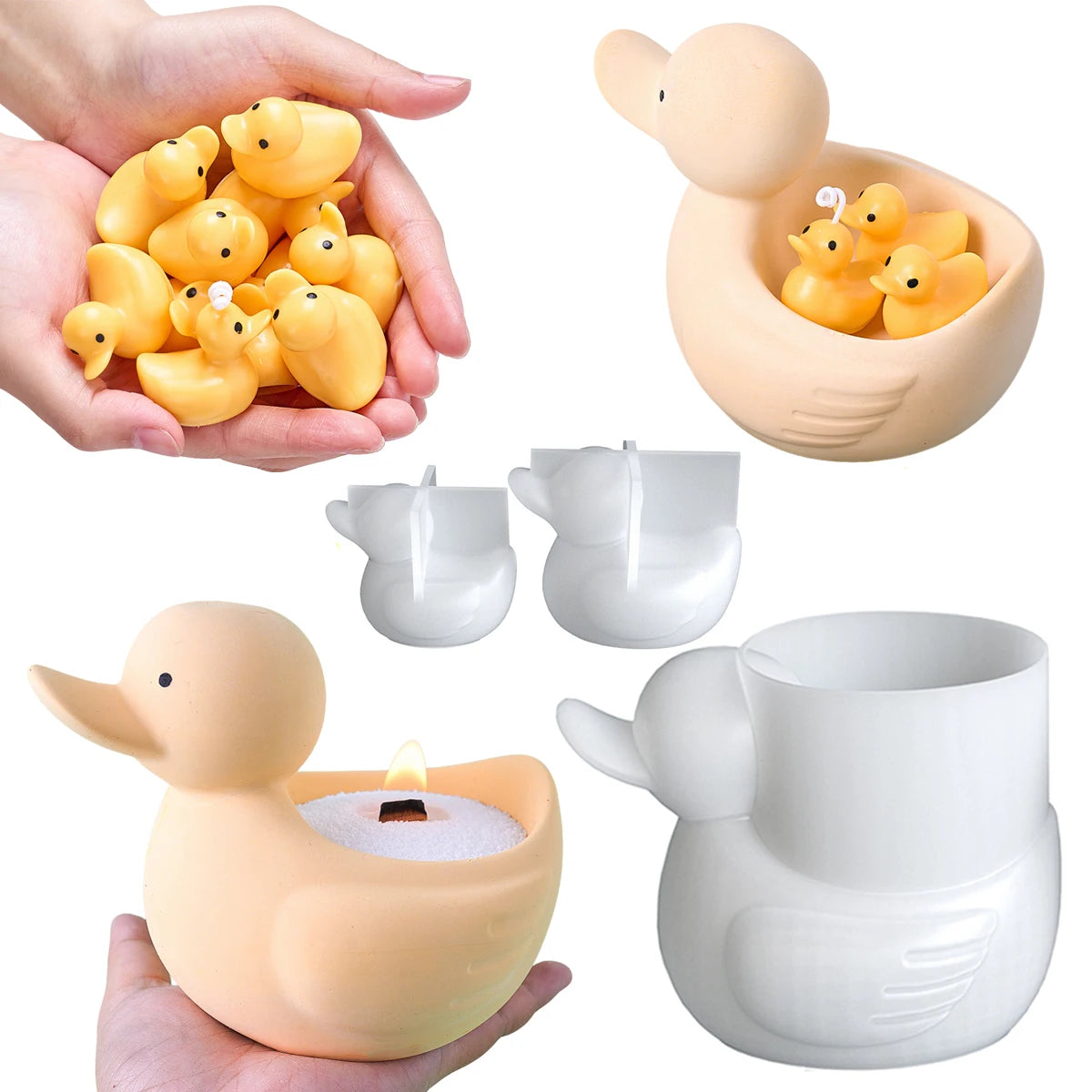 S/M/L Duck Silicone Mold DIY Handmade Cute Cartoon Duck Scented Candle Flowerpot Candle Jar Storage Box Plaster Mold Home Decor - Sun Studio