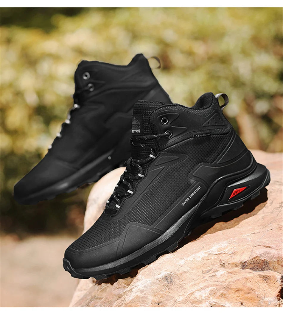 Men Winter Boots Snow Hiking Sneakers Water Resistant Mid Ankle Work Casual Hiker Trekking Outdoor Anti Slip Waterproof Shoes - Sun Studio