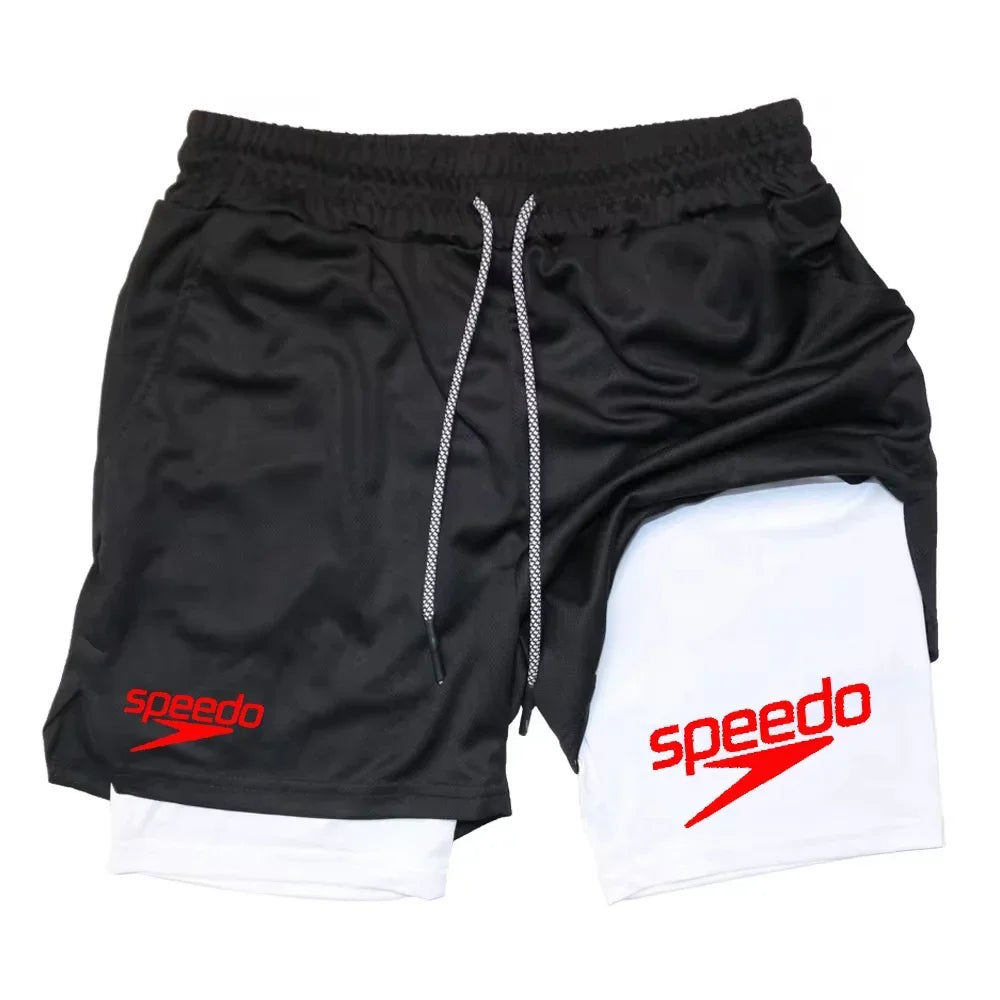 Fitness 2-in-1 training shorts, suitable for men, beach running quick-dry shorts, outdoor sports shorts, fitness basketball shor - Sun Studio