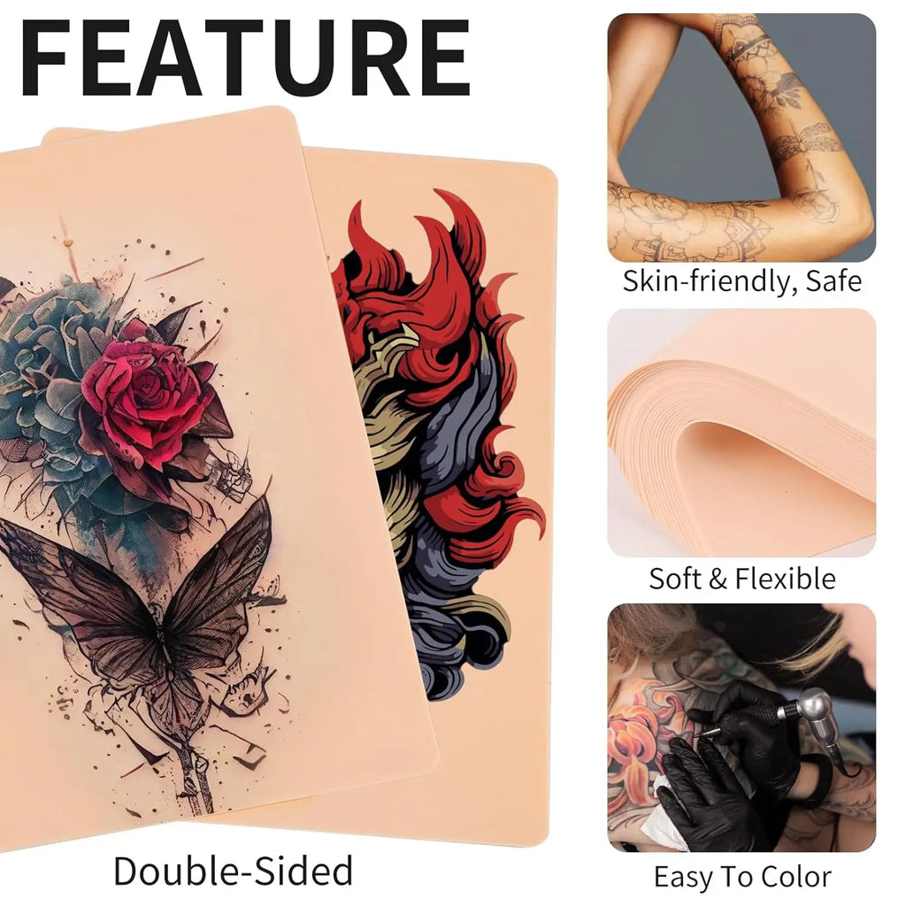 20/10/5/3/1PCS Tattoo Practice Skin Blank Fake Tattoo Skin Synthetic Leather for Permanent Makeup Tattoo Beginner Exercise Tool - Sun Studio