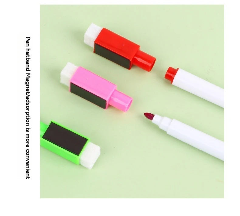 100/5Pcs Dry Erase Whiteboard Markers Set, Washable Pens with Magnetic Eraser for Office Whiteboards & Art Supplies - Sun Studio
