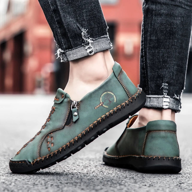 100% cowhide New large-sized men's boots Fashionable casual thick-soled breathable men's shoes Outdoor sports Chelsea boots - Sun Studio