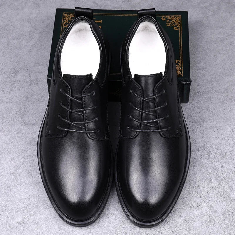 Men's Genuine Leather Oxford Dress Shoes Business Formal Office Wedding Lace-Up Black For Gentleman Plus Big Size 49 50 51 52 53 - Sun Studio