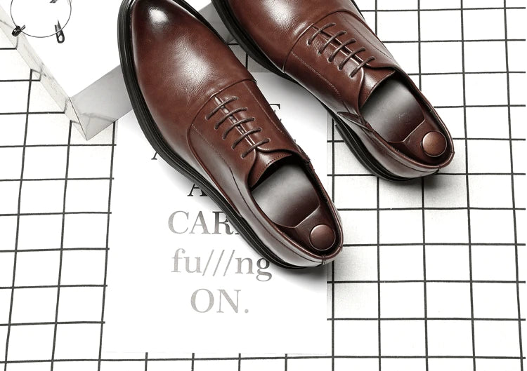 British Pointed Toe Business Leather Shoes Fashion Casual Black Large Size 38-47 Formal Shoes Handsome Office Worker Men's Shoes - Sun Studio