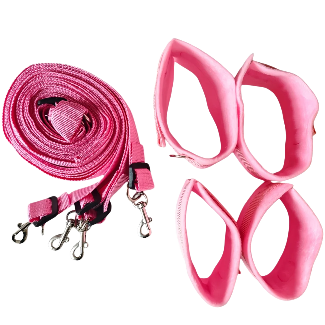 Bed Bondage Restraint Kit Adjustable Soft Wrist & Ankle Cuffs Couples Handcuffs Adult SM Game Lover Intimate Play Bedroom Kit - Sun Studio