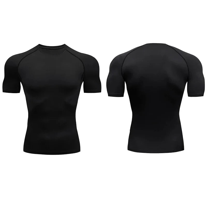 Fitness clothes men's outdoor sports quick drying short sleeved t-shirt training pro running stretch tight fitting clothes yoga - Sun Studio